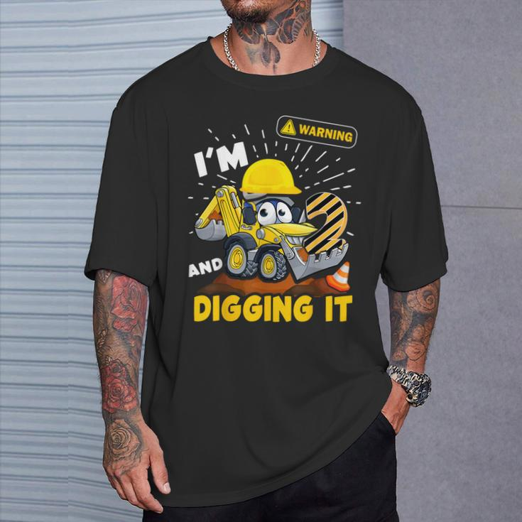 2Nd Birthday Boys Construction Excavator 2 Years Old Digger T-Shirt Gifts for Him