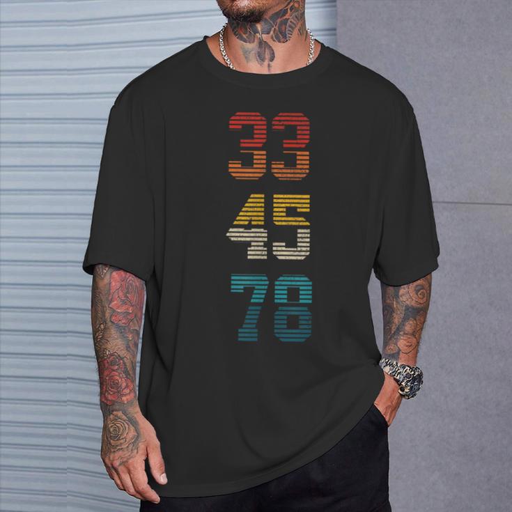 33 45 78 Rpm Vinyl Record Dj Vintage Retro T-Shirt Gifts for Him