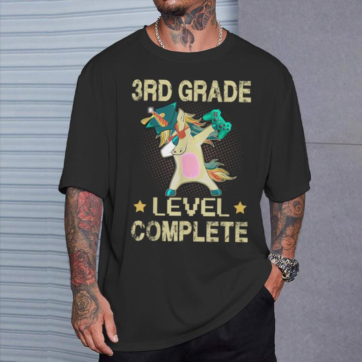 3Rd Grade Level Complete Gamer 2024 Graduation Unicorn Dab T-Shirt Gifts for Him