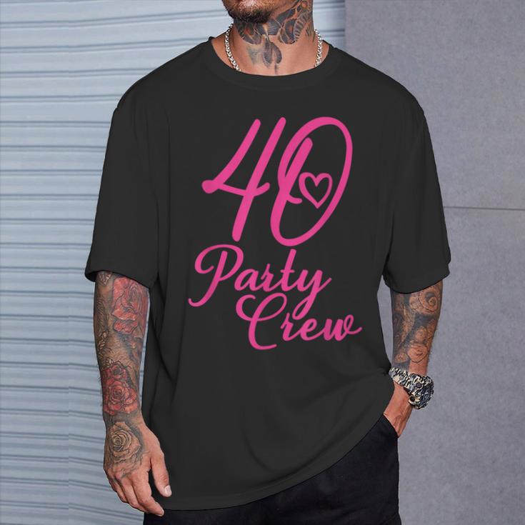 40 Party Crew Passende Gruppe Für Damen 40 Geburtstag Rosa T-Shirt Geschenke für Ihn