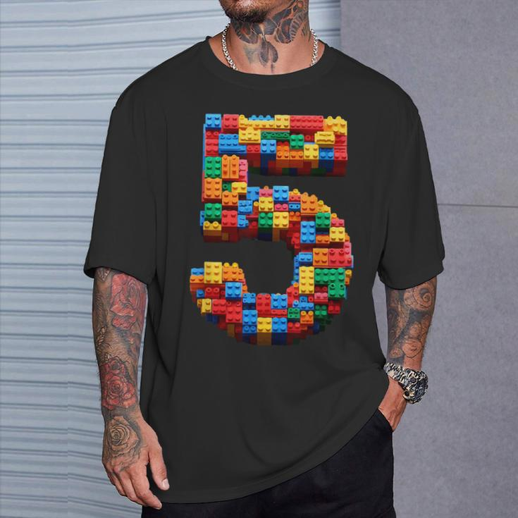 5 Year Old Blocks Building Master Builder 5Th Birthday Boy T-Shirt Gifts for Him
