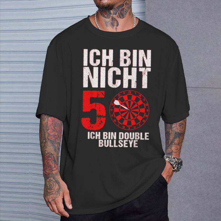 50 Geburtstag Geschenk Lustiges Dart Spruch Double Bullseye T-Shirt Geschenke für Ihn