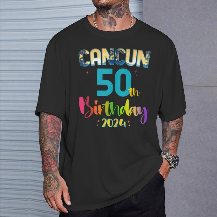50 Years Old Birthday Party Cancun Mexico Trip 2024 B-Day T-Shirt Gifts for Him