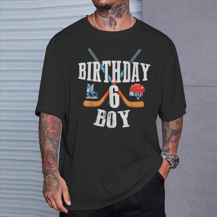 6 Geburtstag Junge Eishockey 6 Jahre Alt Geburtstag Squad Party T-Shirt Geschenke für Ihn