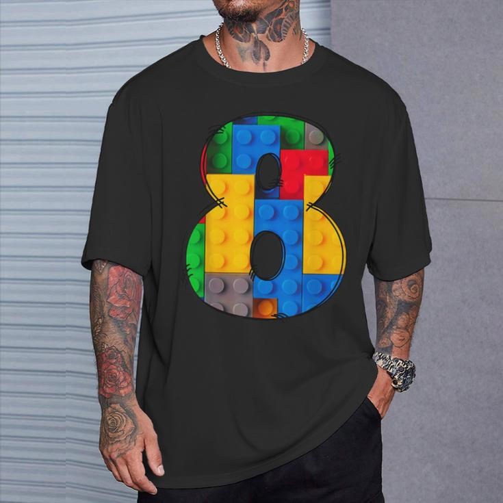 8 Year Old Blocks Building Master Builder 8Th Birthday Boy T-Shirt Gifts for Him
