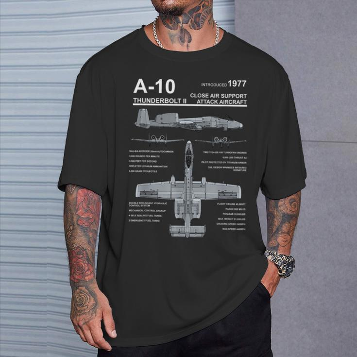 A-10 Thunderbolt Ii Warthog Military Jet Spec Diagram T-Shirt Gifts for Him