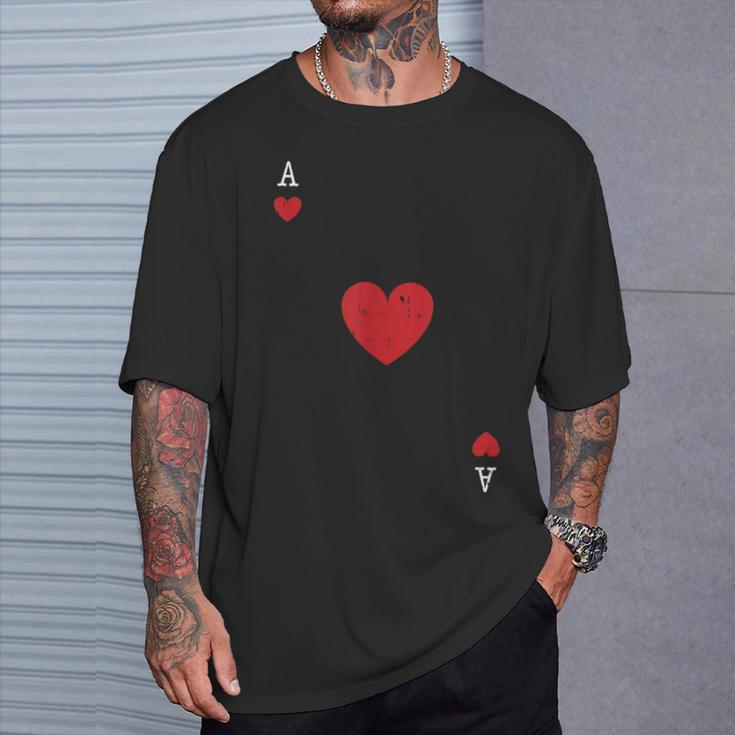 Ace Of Hearts Valentines Day Cool Playing Card Poker Casino T-Shirt Gifts for Him