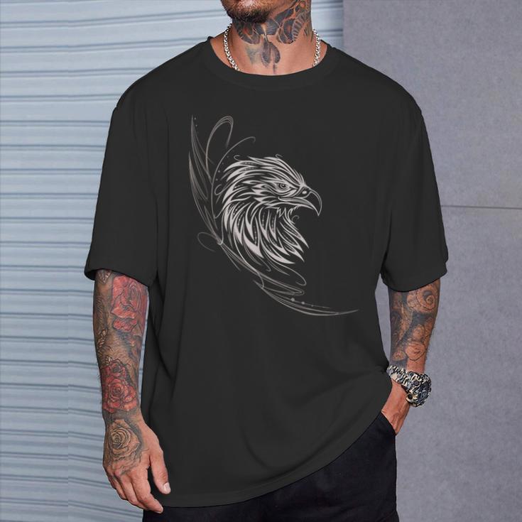 Adler Mit Fineline Tribal Adlerkopf Tattoo Für Animal Lover T-Shirt Geschenke für Ihn