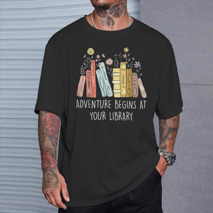 Adventure Begins At Your Library Summer Reading 2024 Books T-Shirt Gifts for Him