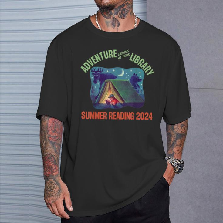 Adventure Begins At Your Library Summer Reading Program 2024 T-Shirt Gifts for Him