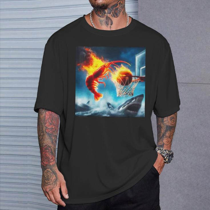 Ai Shrimp Dunking On Shark T-Shirt Gifts for Him