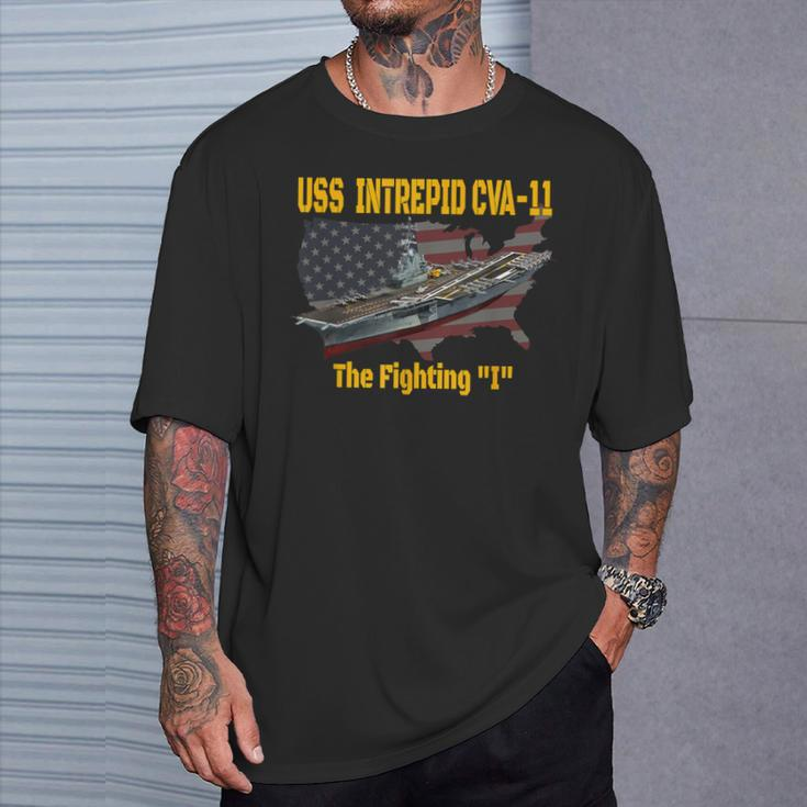 Aircraft Carrier Uss Intrepid Cva-11 Veterans Day Father Day T-Shirt Gifts for Him
