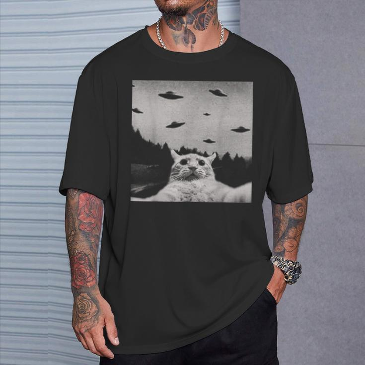 Alien Ufo Cat T-Shirt Geschenke für Ihn