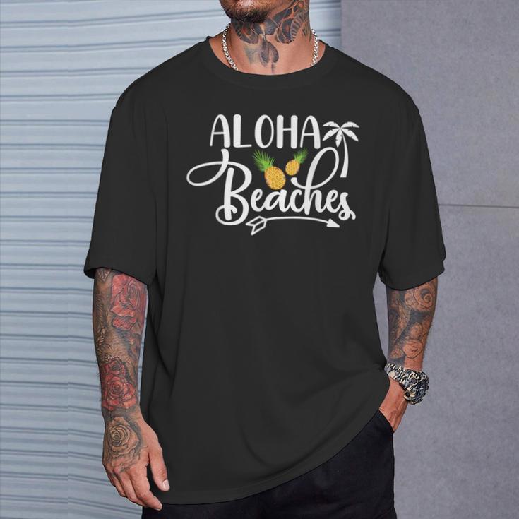 Aloha Beaches Tropisches Palmen & Früchte Design T-Shirt Geschenke für Ihn