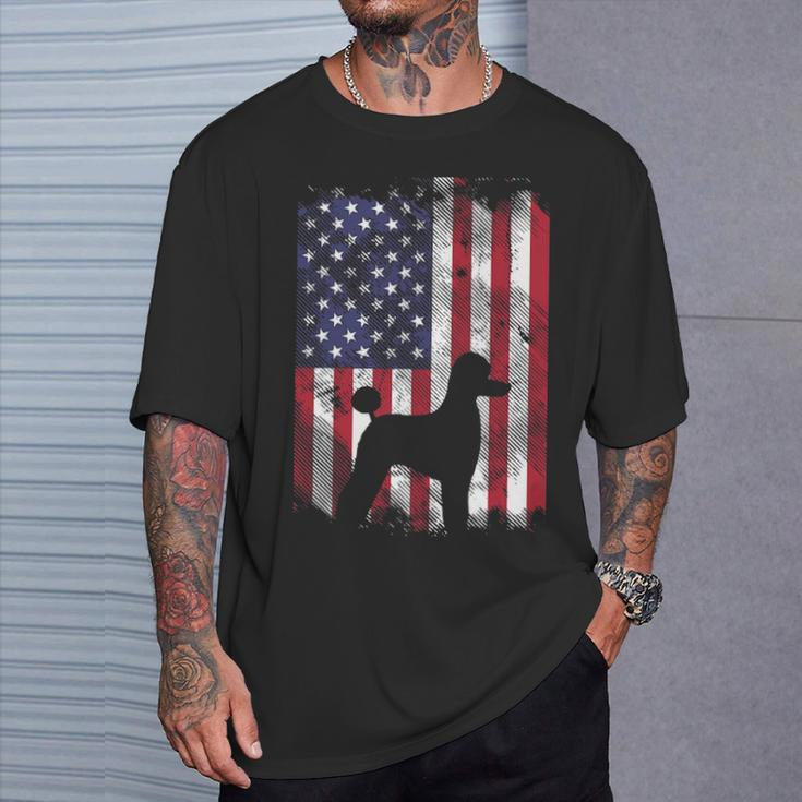 America Flag Poodle Vintage Patriotic Dog Lover Owner T-Shirt Gifts for Him