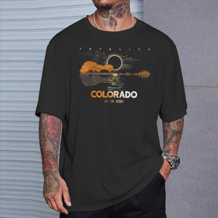 America Guitar Total Solar Eclipse 2024 Colorado T-Shirt Gifts for Him