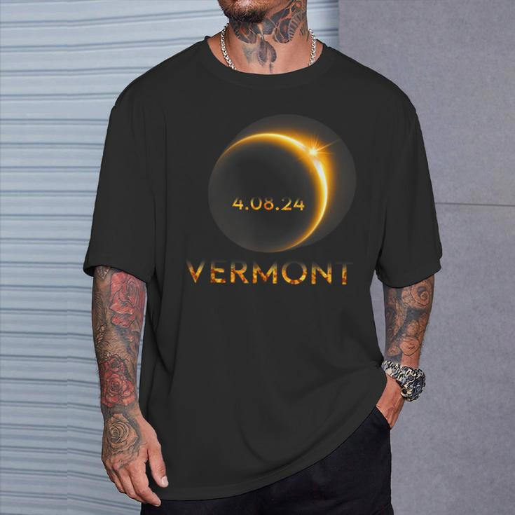 America Total Solar Eclipse 2024 Vermont 04 08 24 Usa T-Shirt Gifts for Him