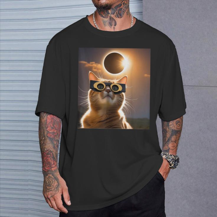 America Totality 04 08 24 Solar Eclipse 2024 Cat Selfie T-Shirt Gifts for Him