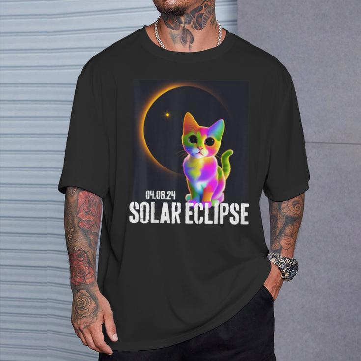 America Totality 04 08 24 Total Solar Eclipse 2024 Cute Cat T-Shirt Gifts for Him