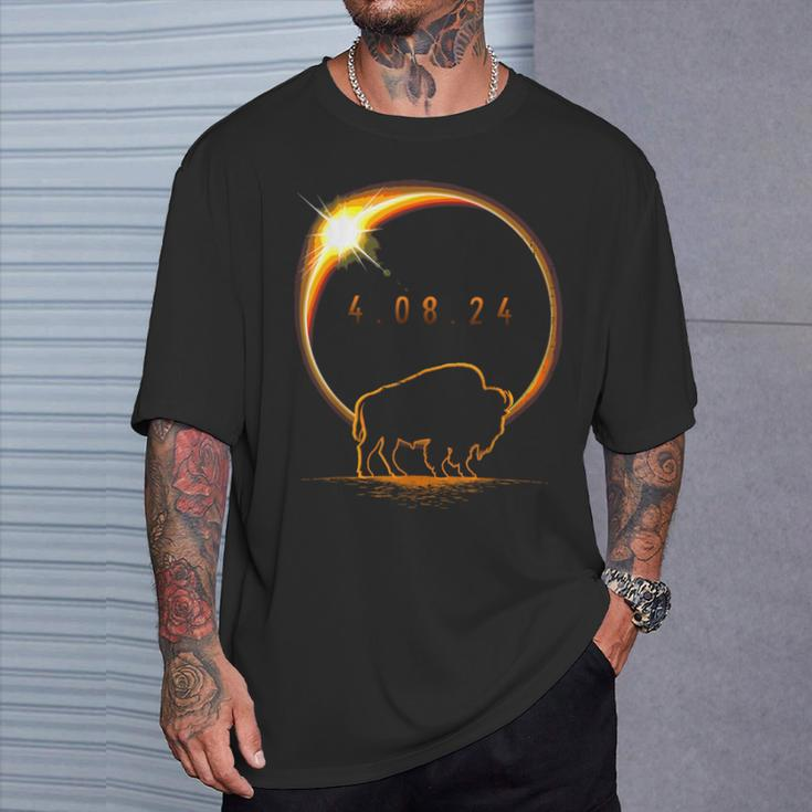 American Bison Buffalo Solar 2024 Eclipse T-Shirt Gifts for Him