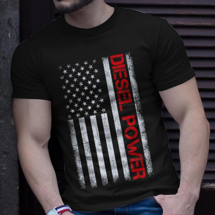 American Flag Diesel Powered Mechanic Vintage Truck Driver T-Shirt Gifts for Him