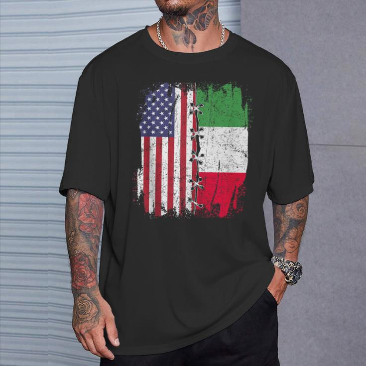 American Flag With Italian Flag Italy T-Shirt Gifts for Him