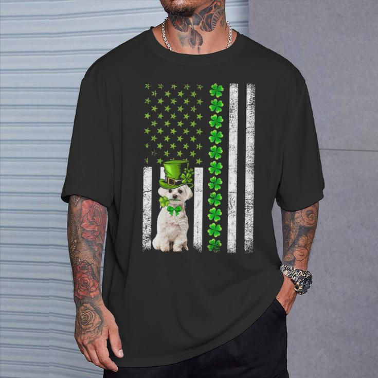 American Flag Maltese Dog St Patricks Day T-Shirt Gifts for Him