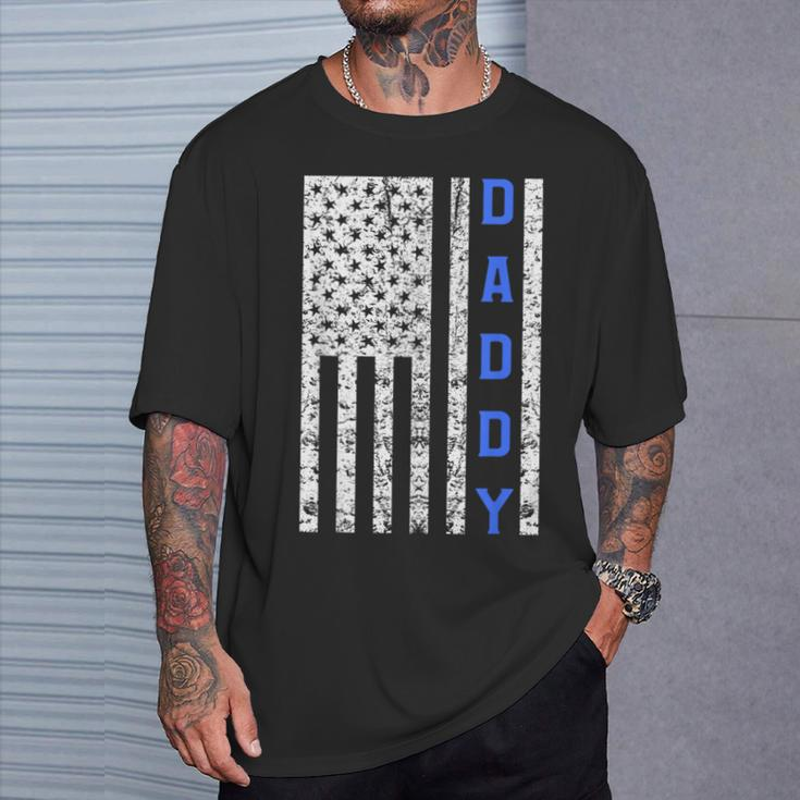American Flag Police Dad For Cop Father's Day T-Shirt Gifts for Him