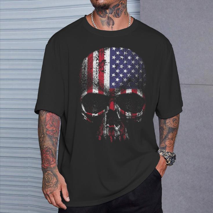 American Flag Usa Us Skull T-Shirt Geschenke für Ihn