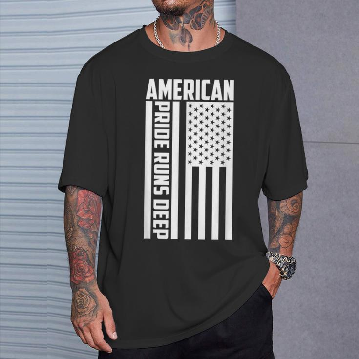 American Pride Runs Deep I Usa Flag T-Shirt Gifts for Him