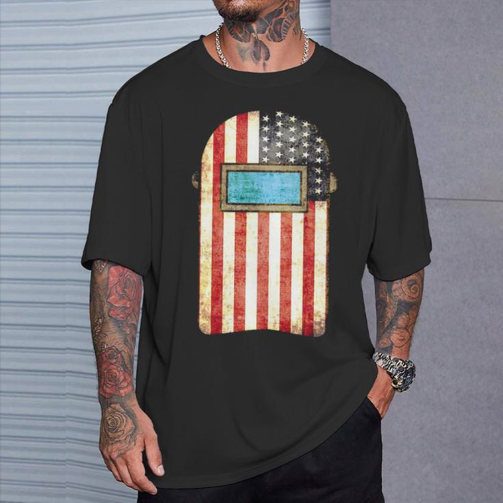 American Welder Us Flag Welding Hood T-Shirt Gifts for Him