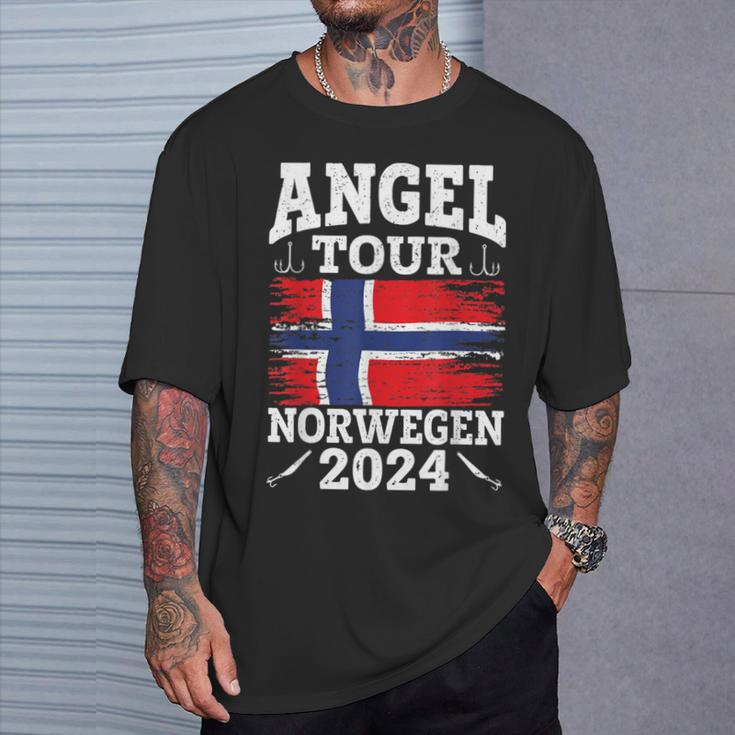 Angel Tour Norway 2024 Fishing Team Norway Flag Angler T-Shirt Geschenke für Ihn
