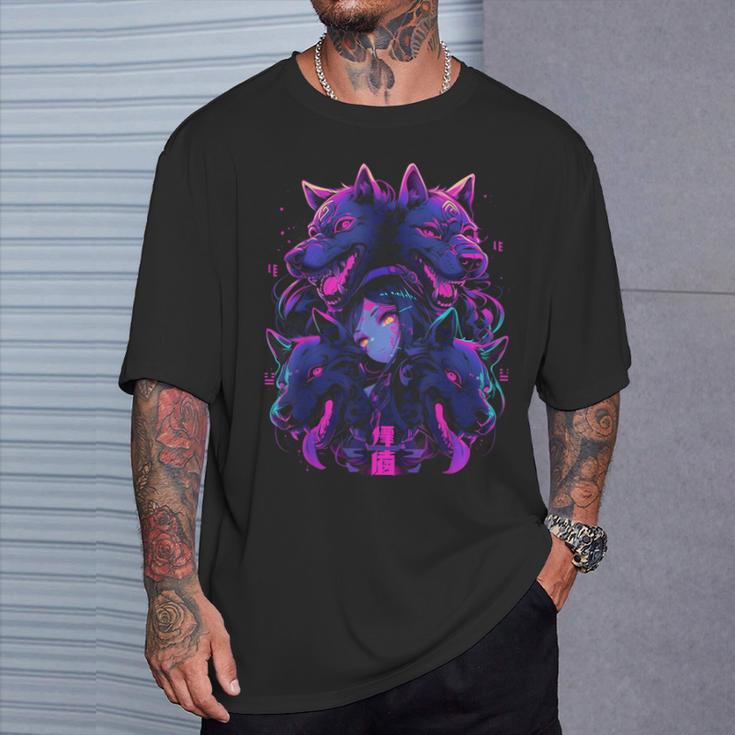 Anime Manga Cyberpunk Aesthetic Techwear Harajuku Wolf T-Shirt Geschenke für Ihn