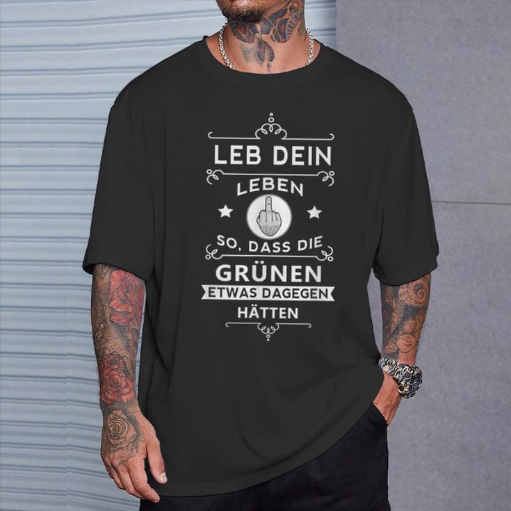 Anti-Grünen Leb Dein Leben So Party Co2 Middle Finger T-Shirt Geschenke für Ihn