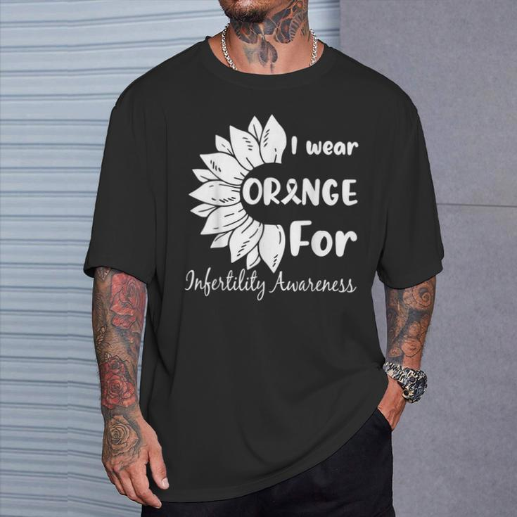 In April We Wear Orange Infertility Awareness Sunflower T-Shirt Gifts for Him