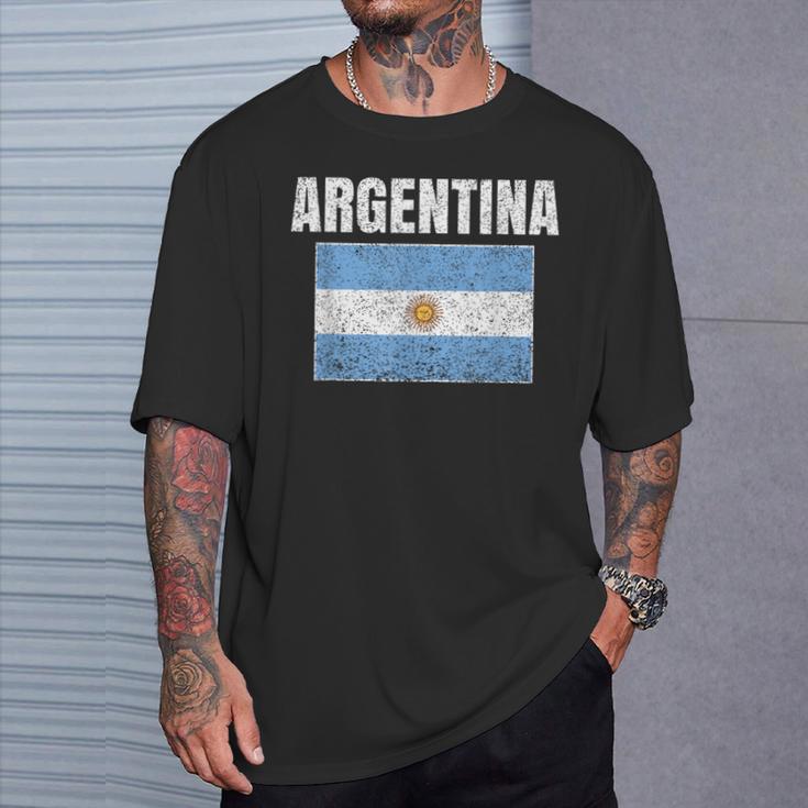 Argentinian Flag Vintage Argentina Map Country T-Shirt Gifts for Him