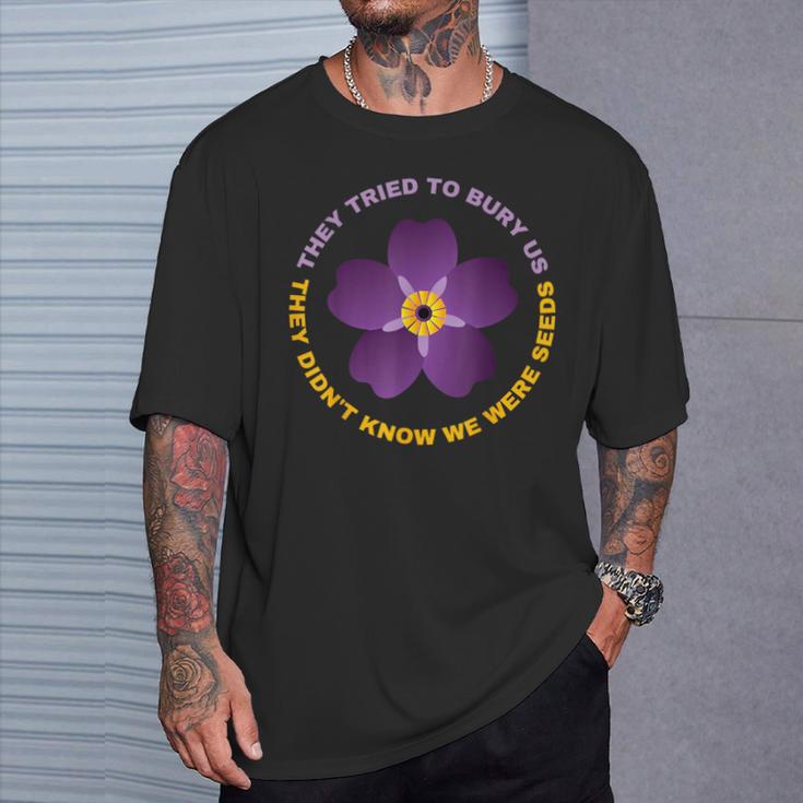 Armenia Armenian Genocide 1915 Purple Forget Me Not Flower T-Shirt Gifts for Him