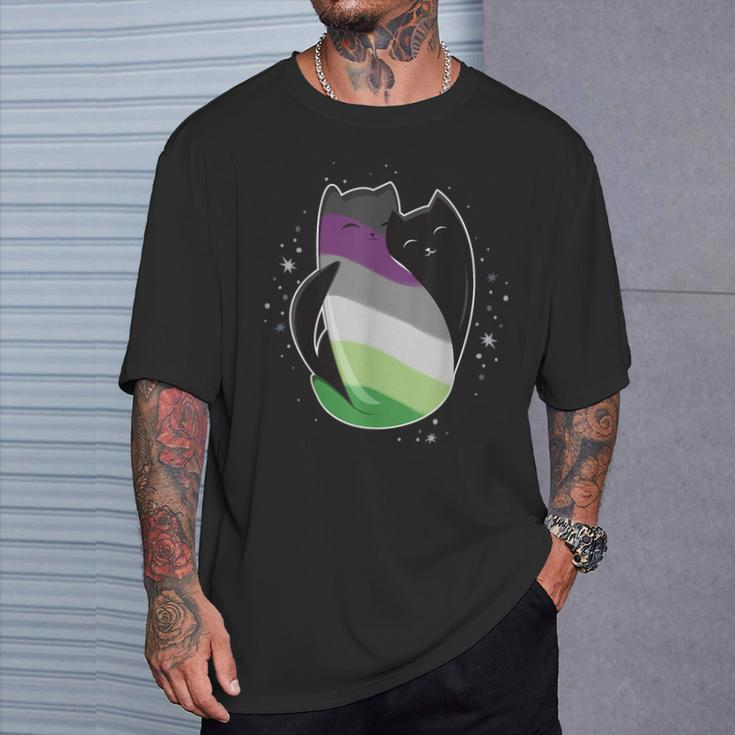 Aroace Cat Lgbt Gay Asexual Aromantic Pride Flag Aro Ace T-Shirt Gifts for Him