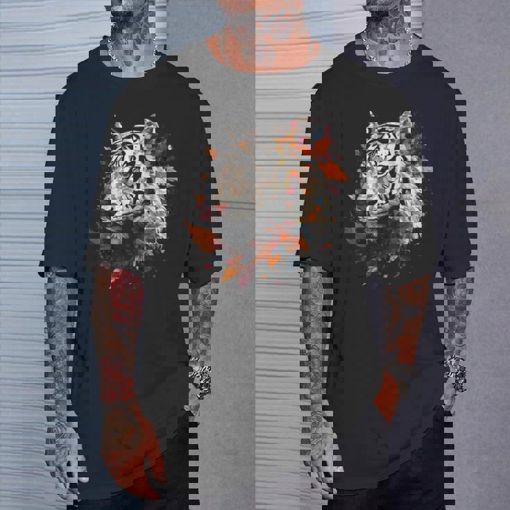 Arte De Tigre Otoño Hojas Zoo Animal Tigre Camiseta unisex Regalos para él