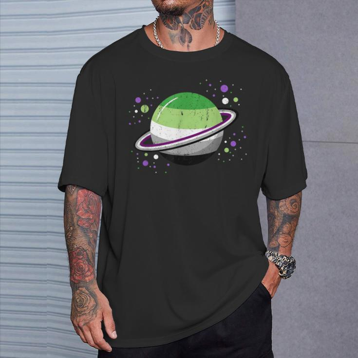 Asexual Aromantic Space Planet Vintage T-Shirt Gifts for Him