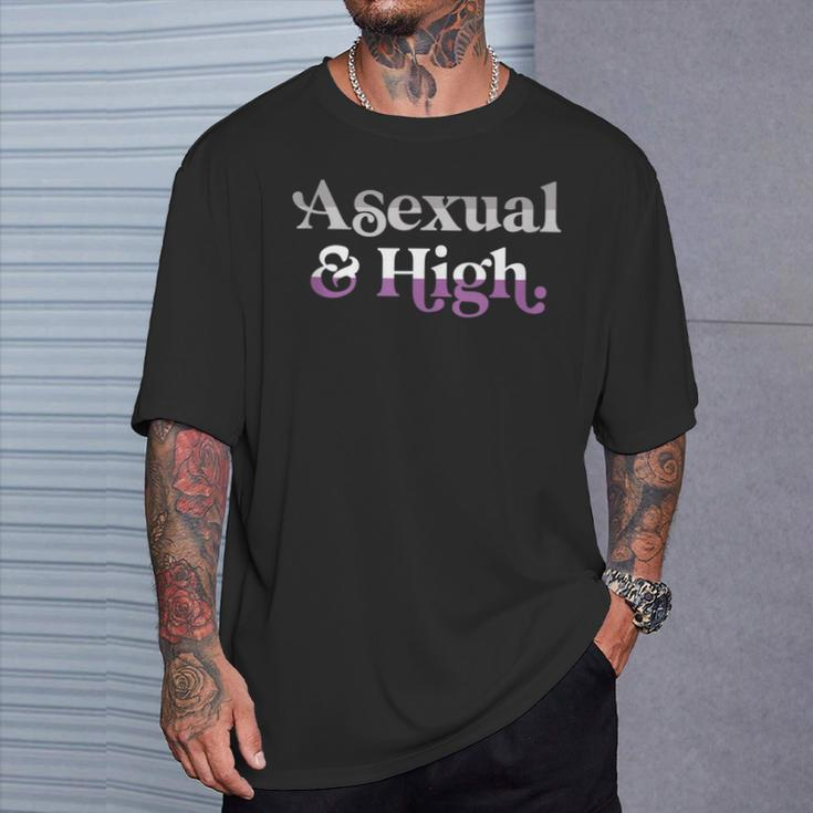 Asexual And High Weed Marijuana Retro Lgbtqia Ace Pride Flag T-Shirt Gifts for Him