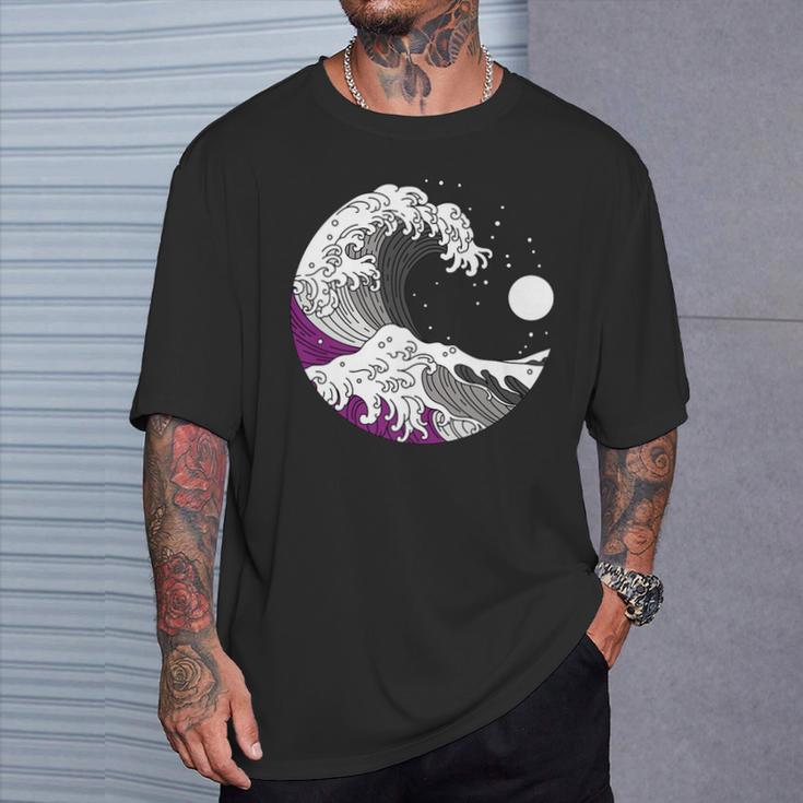 Asexual Pride Lgbtq Ace Flag Japanese Great Wave T-Shirt Gifts for Him