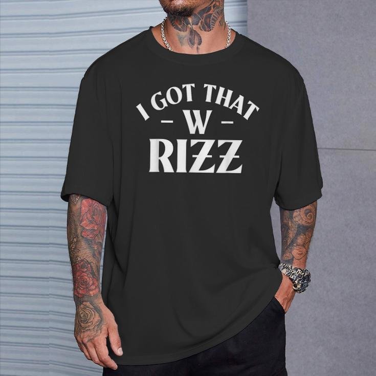 Ask Me About My Rizz I Got That W Rizz Ironic Meme T-Shirt Gifts for Him