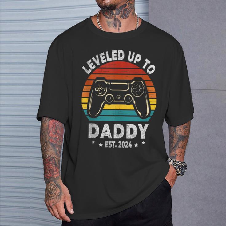 Auf Papa Hochgestuft 2024 Bald Zu Daddy Future Befördert T-Shirt Geschenke für Ihn