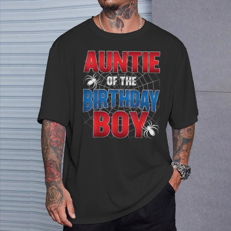 Auntie Of The Birthday Boy Costume Spider Web Birthday Party T-Shirt Gifts for Him