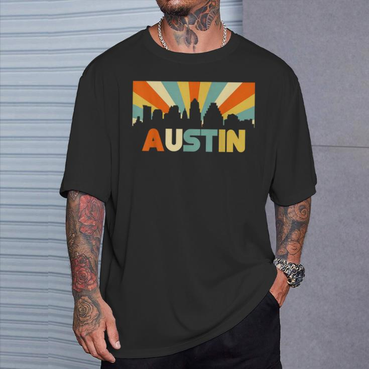 Austin City Skyline Texas State 70S Retro Souvenir T-Shirt Gifts for Him