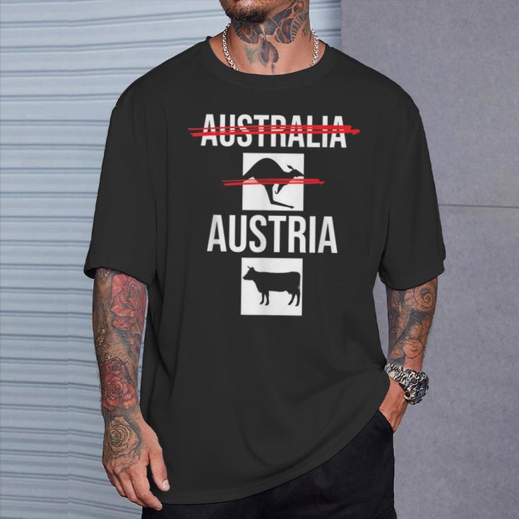 Austria Nicht Australia Österreich Kuh Nicht Känguru T-Shirt Geschenke für Ihn