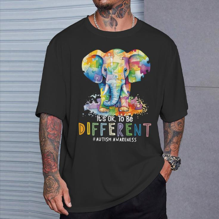 Autism Awareness Acceptance Elephant It's Ok To Be Different T-Shirt Gifts for Him