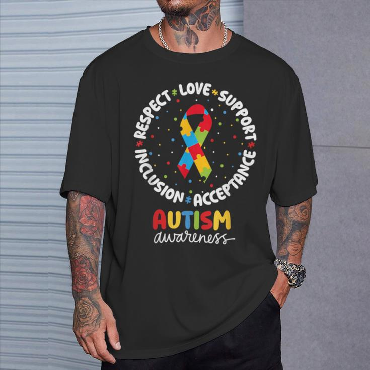 Autism Awareness Respect Love Support Acceptance Inclusion T-Shirt Gifts for Him