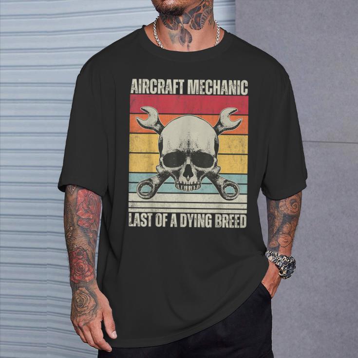 Aviation Mechanic Vintage Skull Vintage Aircraft Mechanic T-Shirt Gifts for Him